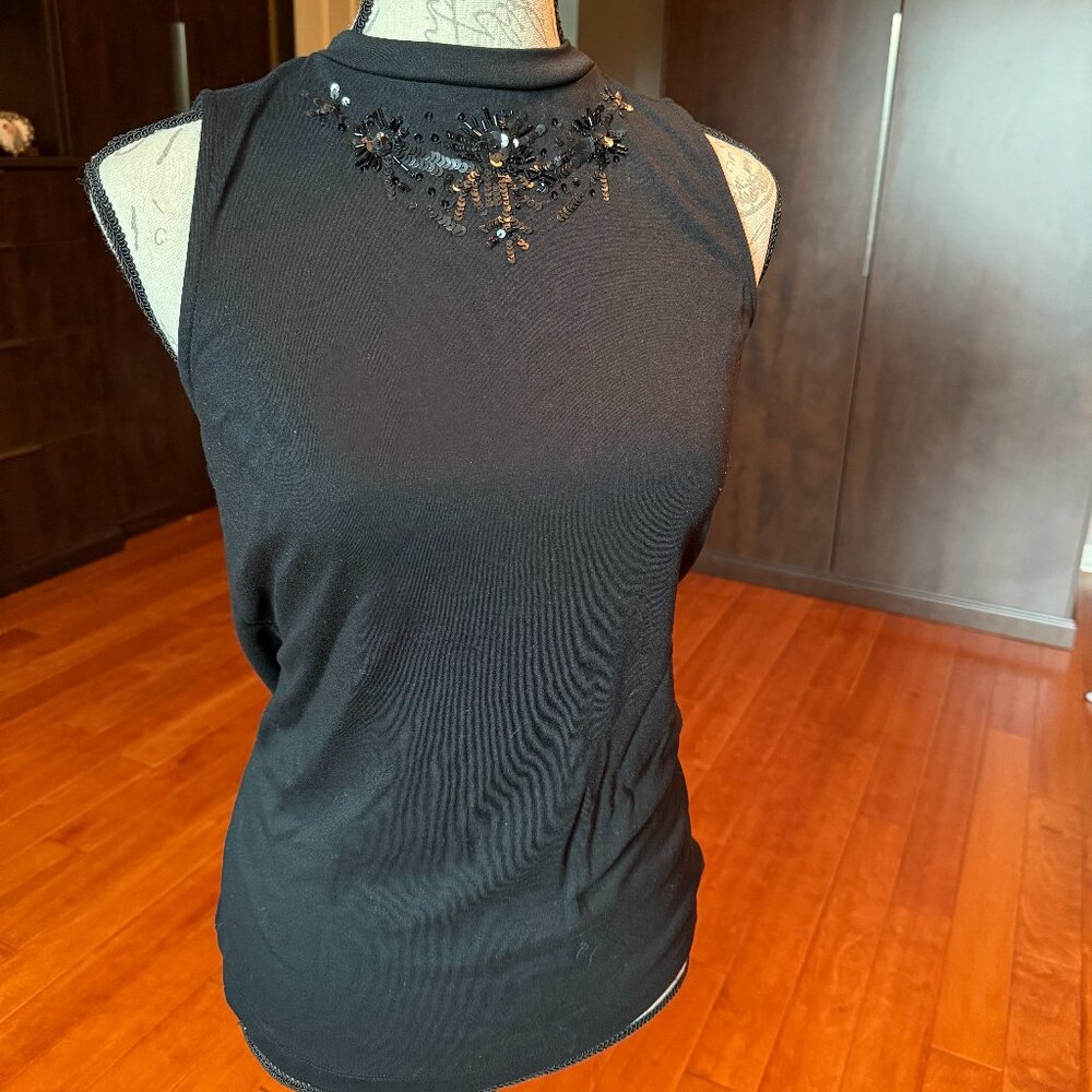 Embellished Mock Neck Tank